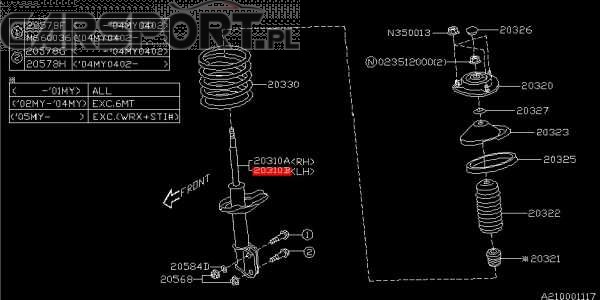 Amortyzator Subaru do Impreza WRX 05-07 przedni lewy 