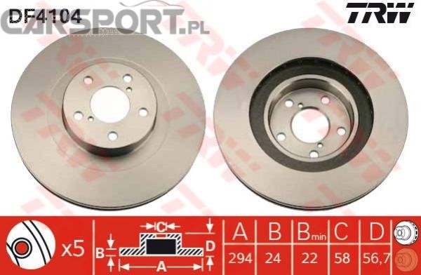 Tarcze hamulcowe TRW do Subaru Impreza 98- przednie