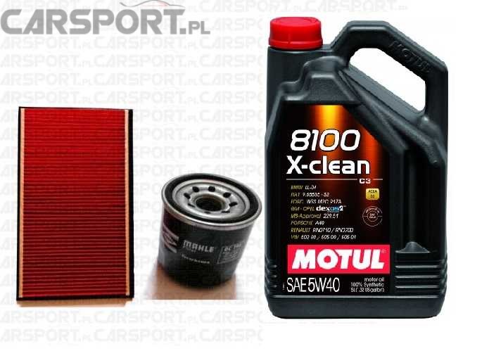 Pakiet olejowy Motul 5w40 8100 X-Clean + filtry KNECHT