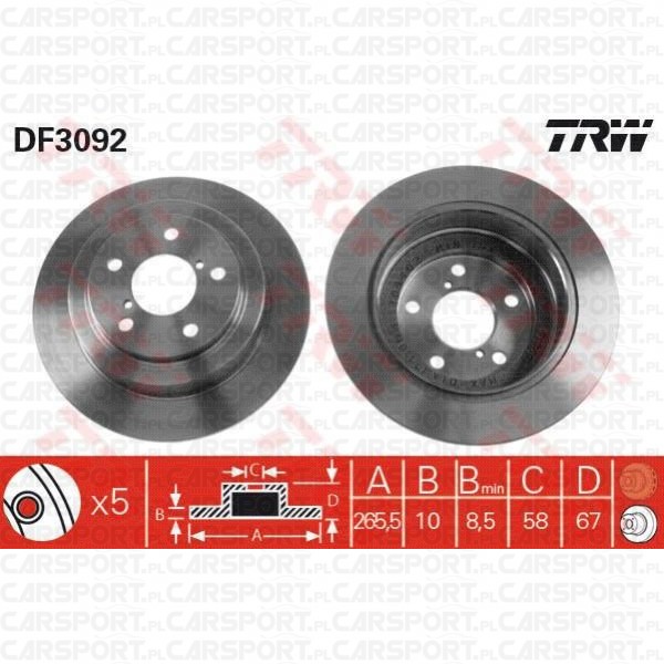 Tarcze hamulcowe TRW do Subaru Forester/Impreza/Legacy 89